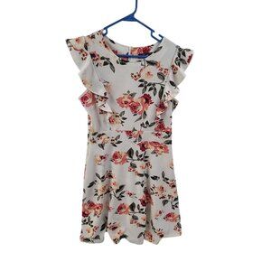 iHot Women's Aline Dress Flutter Sleeve Above the knee  round neck Floral sz XL
